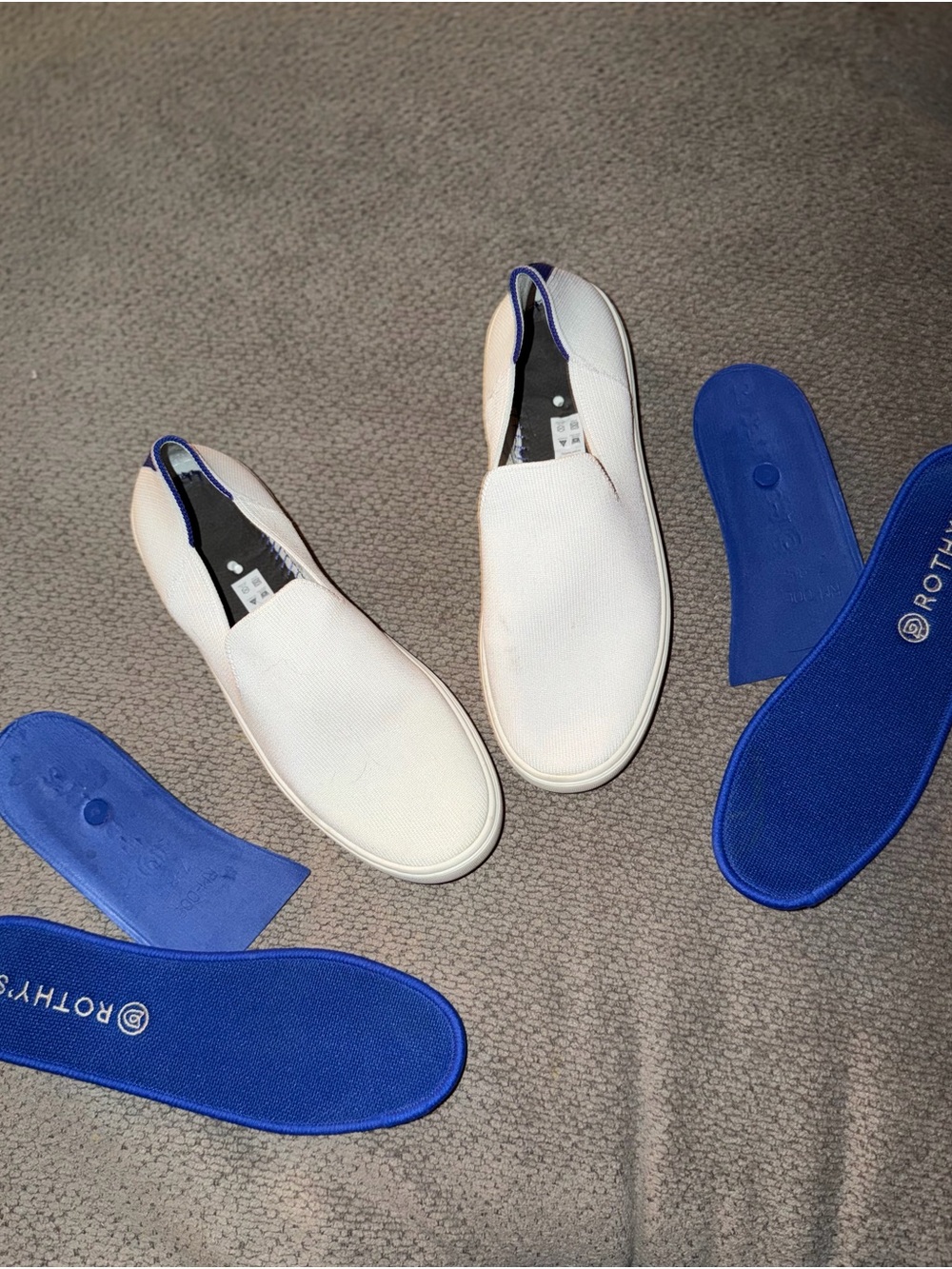 Rothy's Slip-On Loafers in Bright White with Blue Insole - Picture 5 of 12